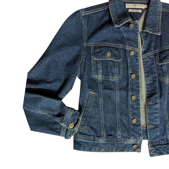 Tommy Hilfiger Jean Jacket Y2K Classic Denim Blue Trucker Jacket Unisex Sz L - Picture 4 of 12